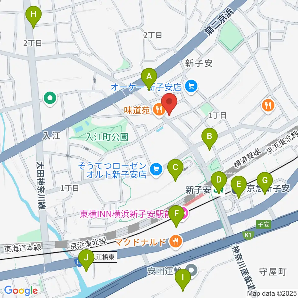 新子安ミュージックスペースグレコ周辺のコンビニエンスストア一覧地図