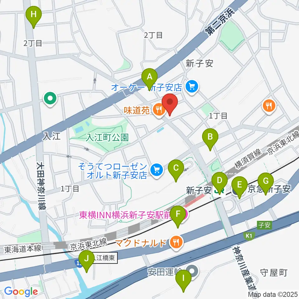 新子安ミュージックスペースグレコ周辺のコンビニエンスストア一覧地図