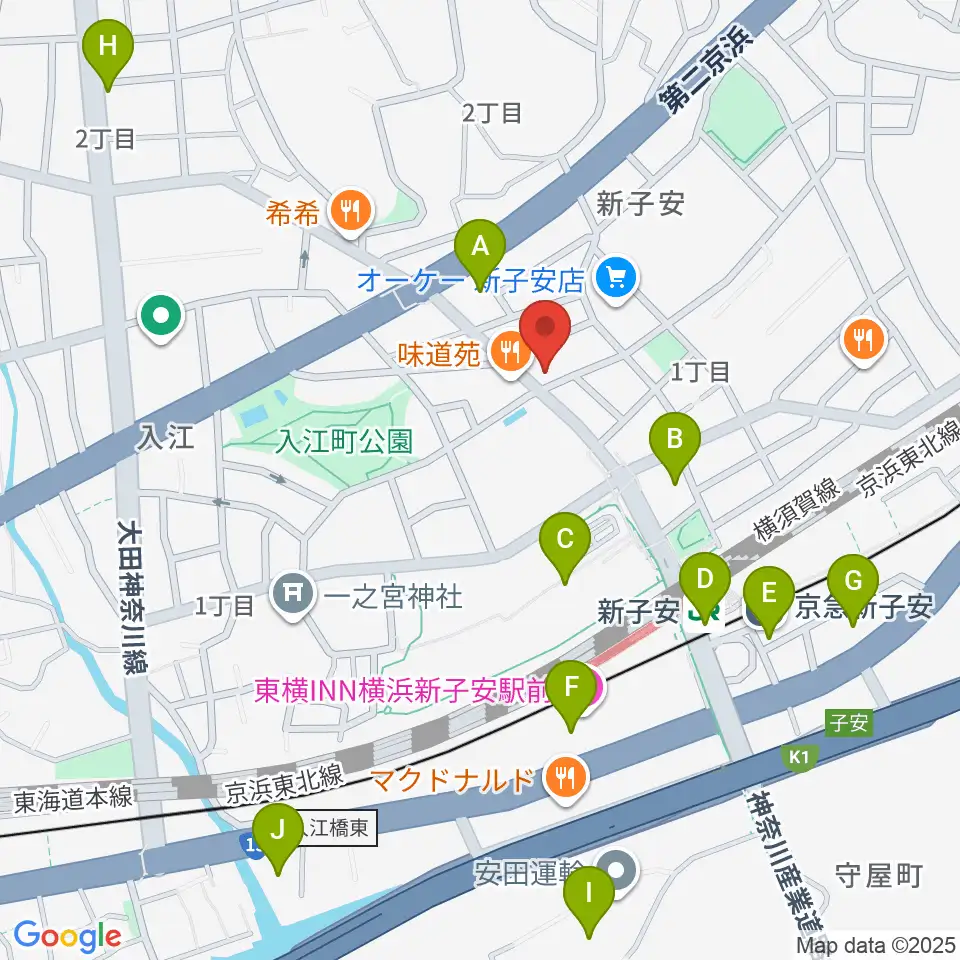 新子安ミュージックスペースグレコ周辺のコンビニエンスストア一覧地図