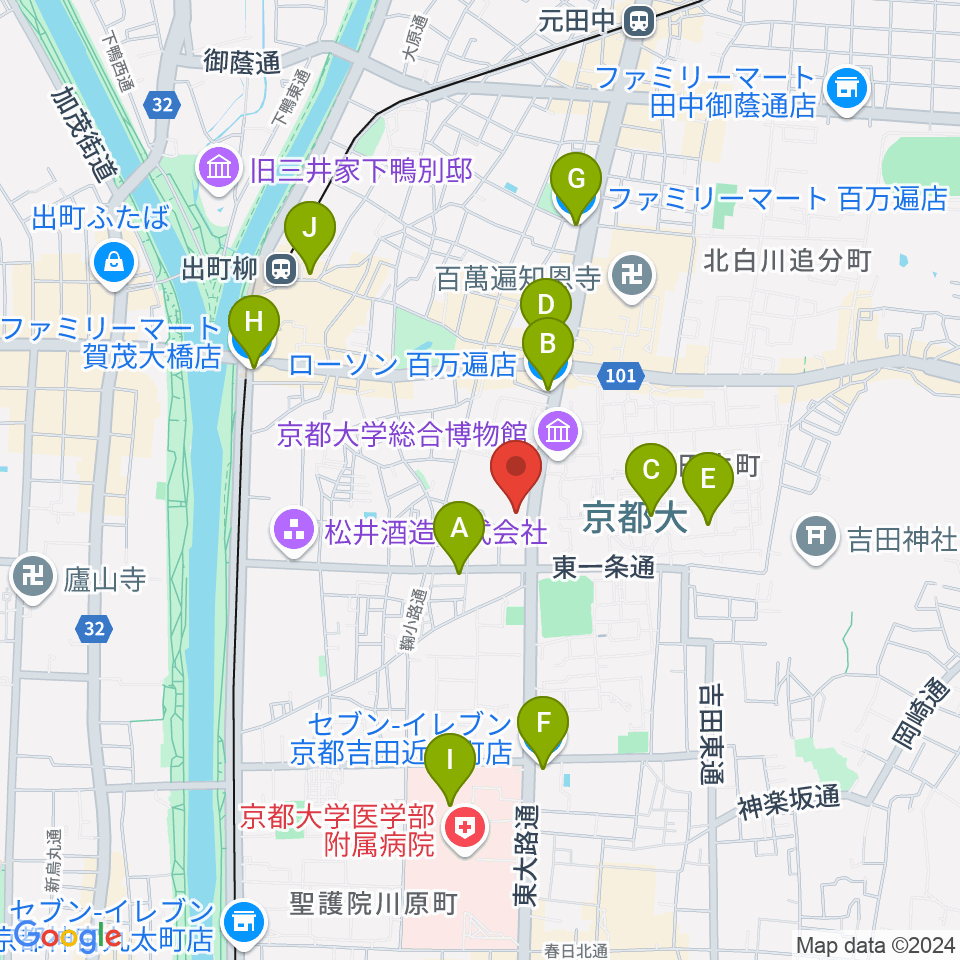 アンスティチュ・フランセ関西周辺のコンビニエンスストア一覧地図