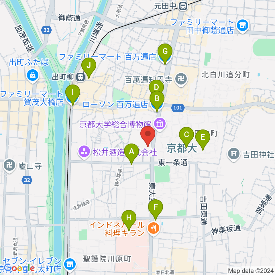 アンスティチュ・フランセ関西周辺のコンビニエンスストア一覧地図