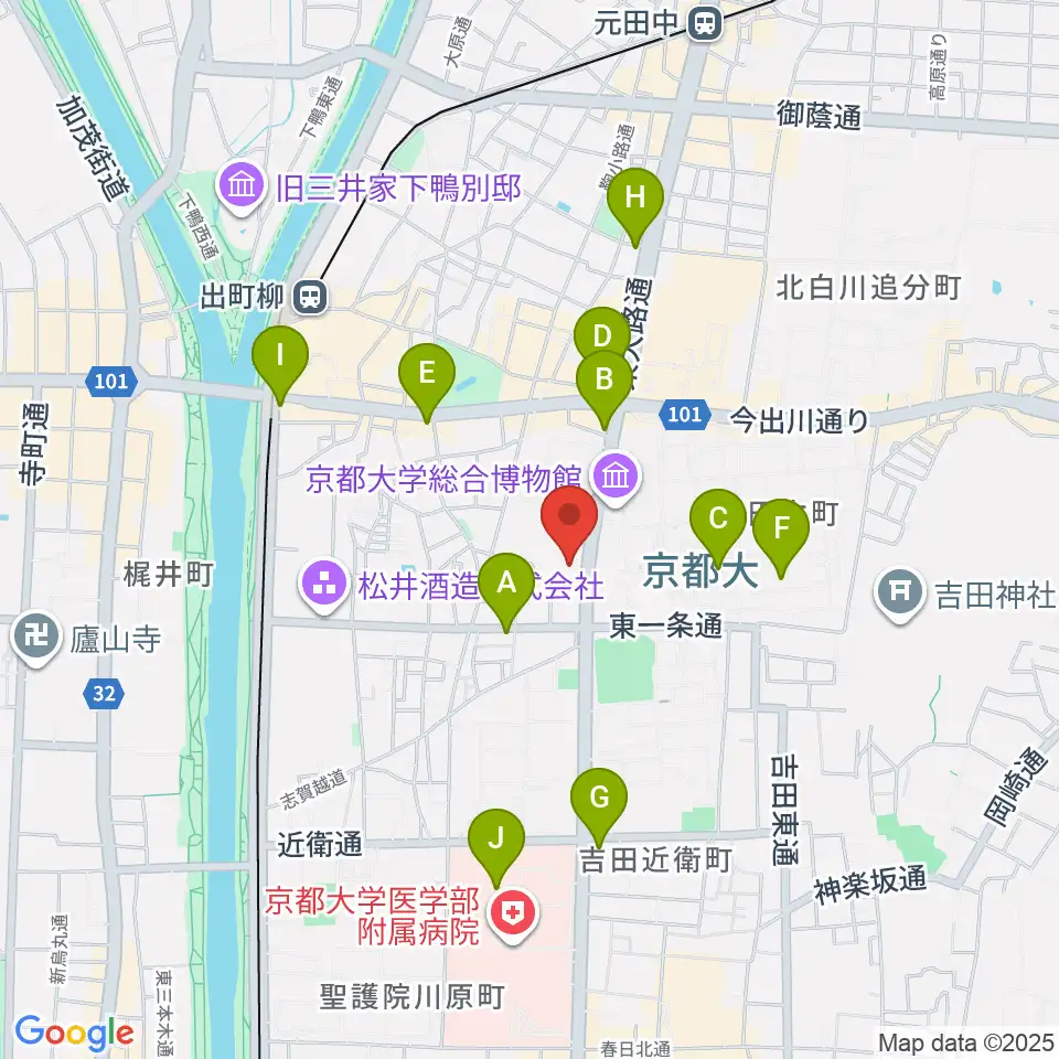 アンスティチュ・フランセ関西周辺のコンビニエンスストア一覧地図
