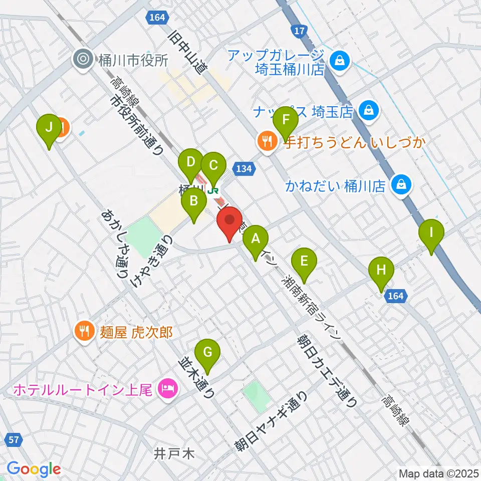桶川の音楽スタジオVEIN周辺のコンビニエンスストア一覧地図