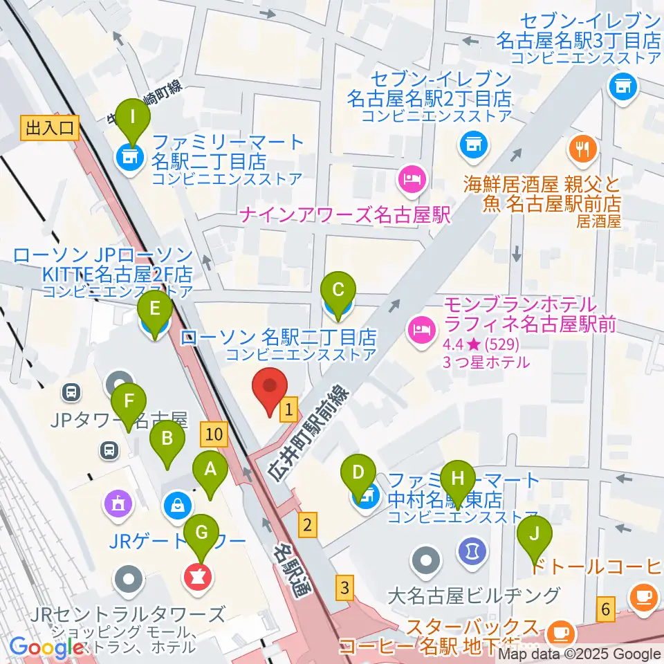 ヴィルトゥオーゾ名古屋駅前店周辺のコンビニエンスストア一覧地図