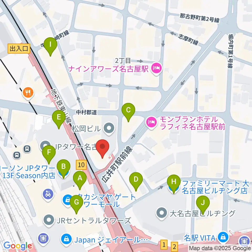 ヴィルトゥオーゾ名古屋駅前店周辺のコンビニエンスストア一覧地図