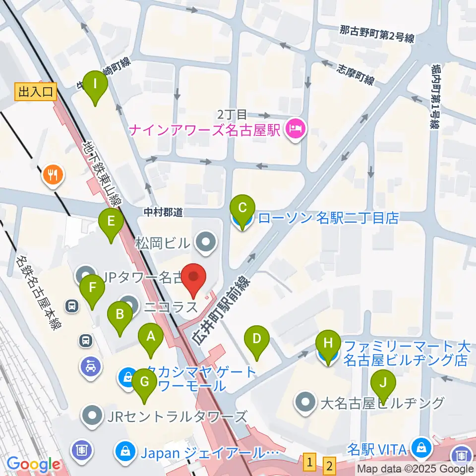 ヴィルトゥオーゾ名古屋駅前店周辺のコンビニエンスストア一覧地図