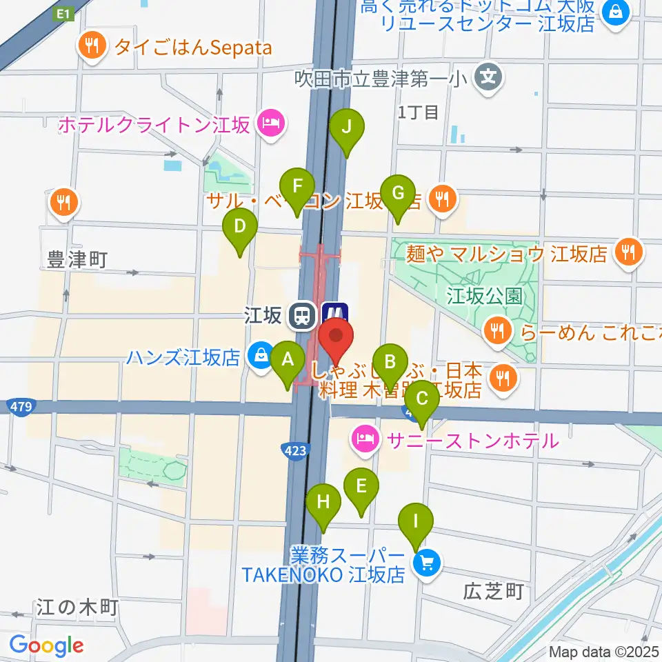 ドルフィンギターズ大阪店周辺のコンビニエンスストア一覧地図