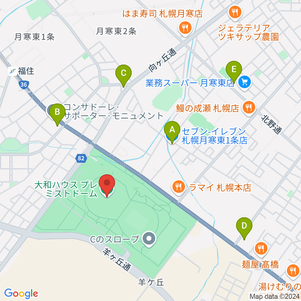 大和ハウス プレミストドーム周辺のコンビニエンスストア一覧地図