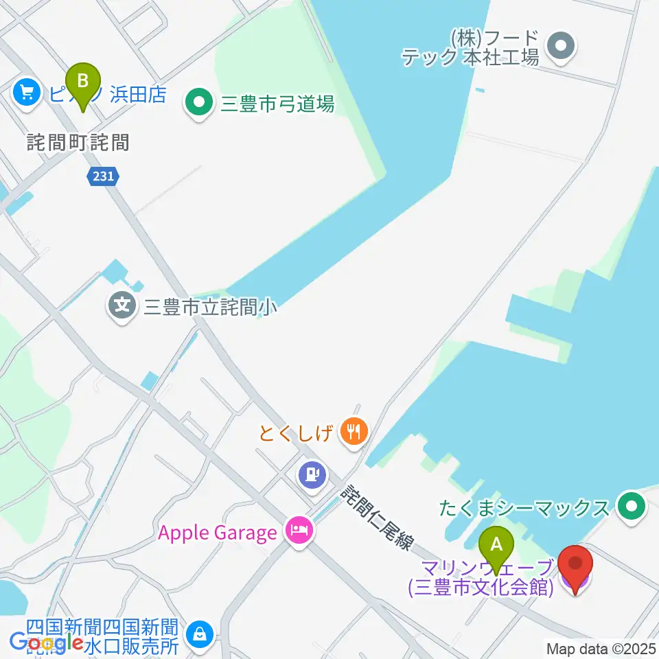三豊市文化会館マリンウェーブ周辺のコンビニエンスストア一覧地図