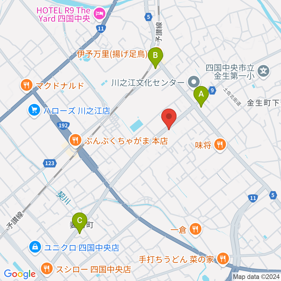 オオサカヤ 川之江店周辺のコンビニエンスストア一覧地図