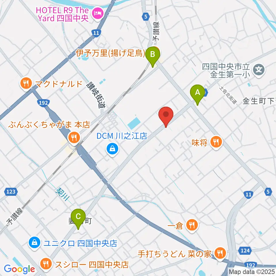 オオサカヤ 川之江店周辺のコンビニエンスストア一覧地図
