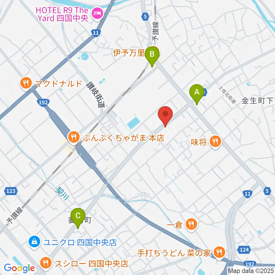 オオサカヤ 川之江店周辺のコンビニエンスストア一覧地図