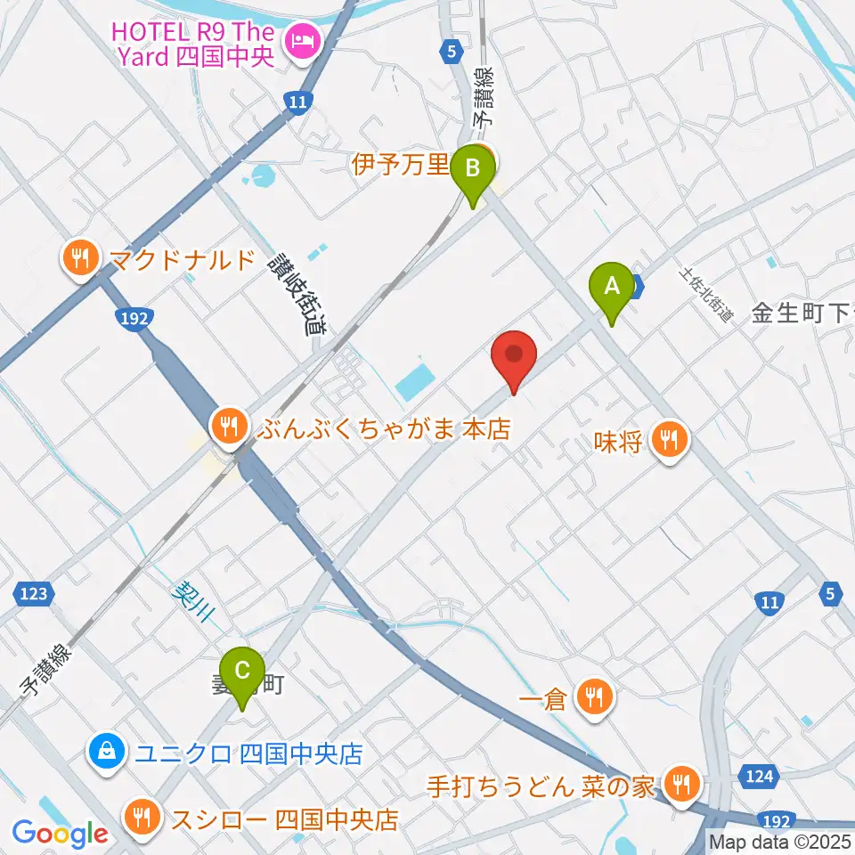 オオサカヤ 川之江店周辺のコンビニエンスストア一覧地図