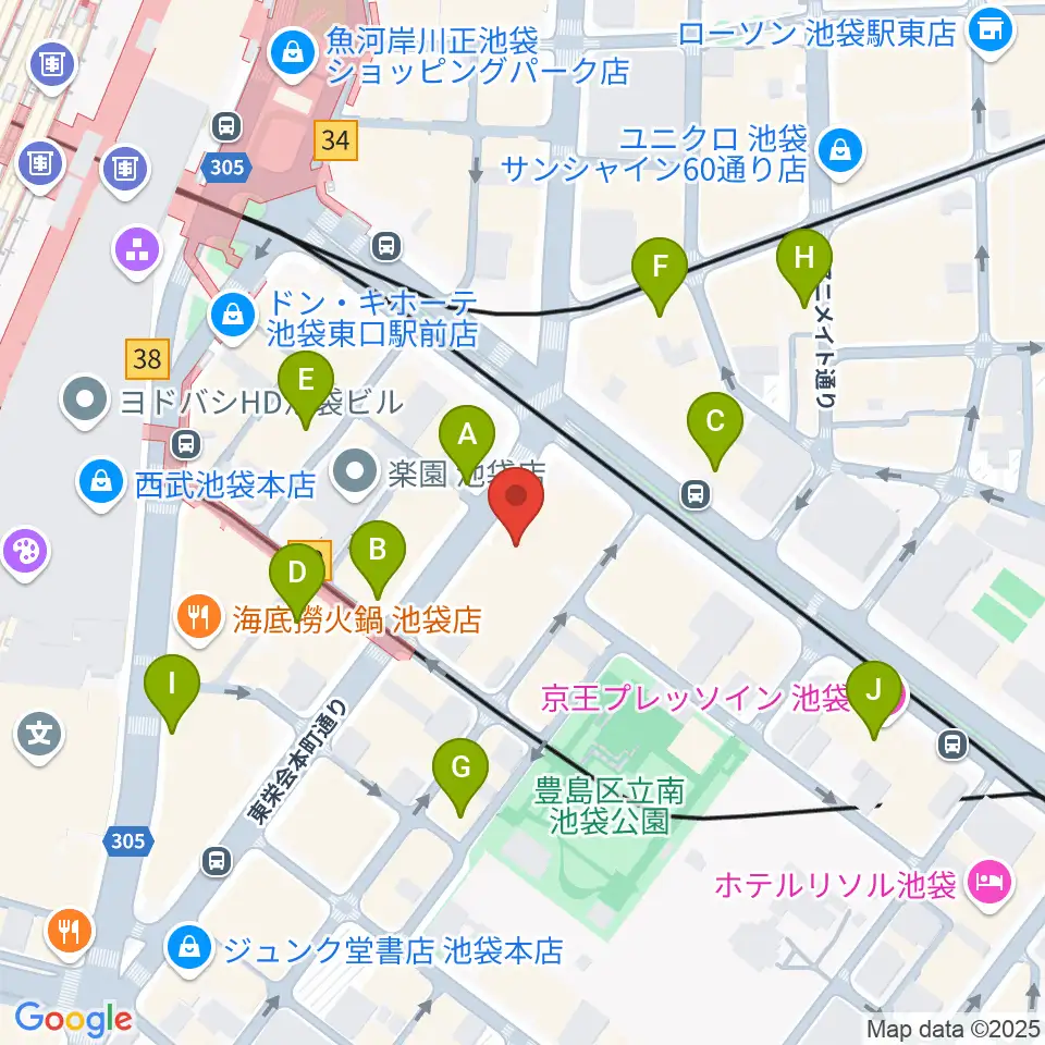 クロサワバイオリン池袋店周辺のコンビニエンスストア一覧地図