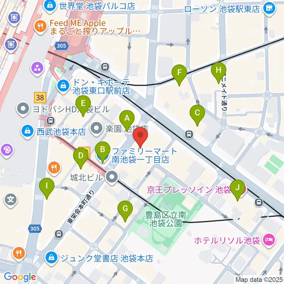 クロサワバイオリン池袋店周辺のコンビニエンスストア一覧地図