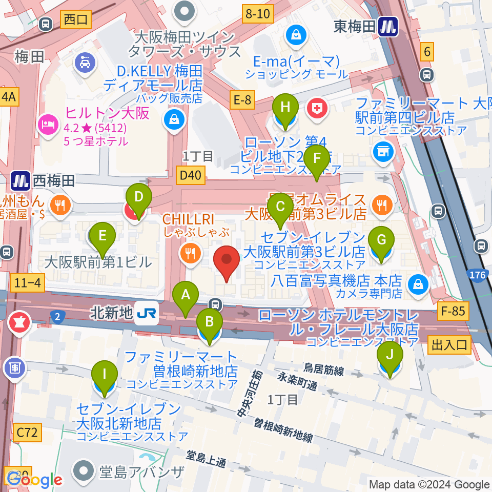 三木楽器ローブラスセンター周辺のコンビニエンスストア一覧地図