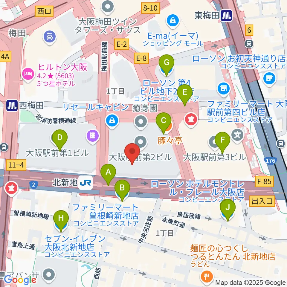 三木楽器ローブラスセンター周辺のコンビニエンスストア一覧地図