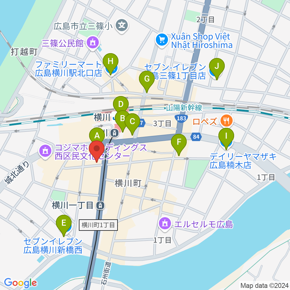 松本楽器店周辺のコンビニエンスストア一覧地図