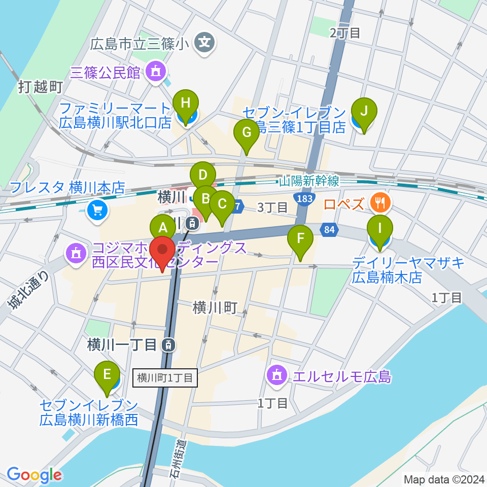 松本楽器店周辺のコンビニエンスストア一覧地図