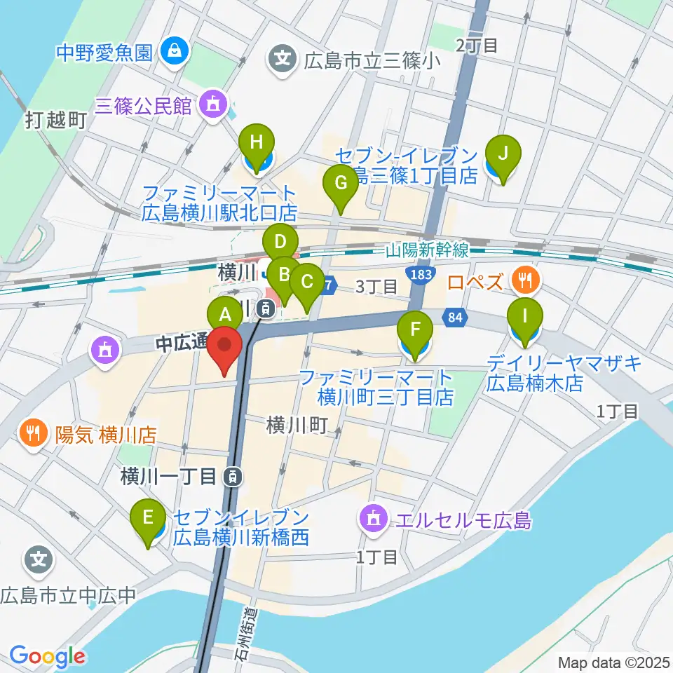 松本楽器店周辺のコンビニエンスストア一覧地図