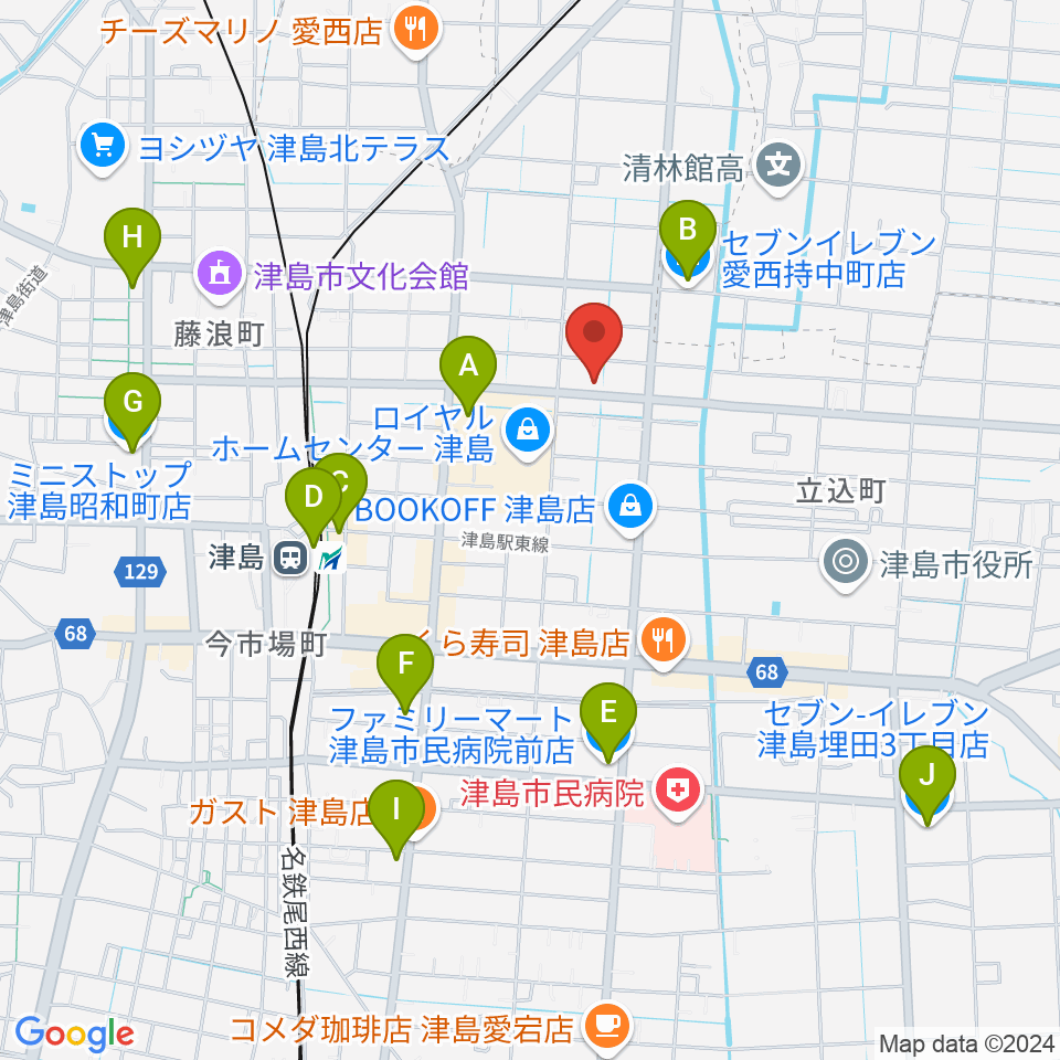 ダイイチ楽器周辺のコンビニエンスストア一覧地図