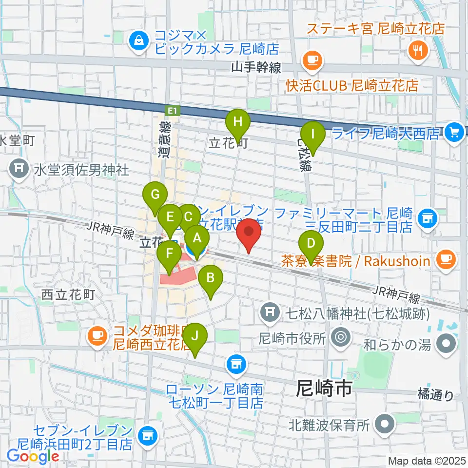マサゴ楽器周辺のコンビニエンスストア一覧地図