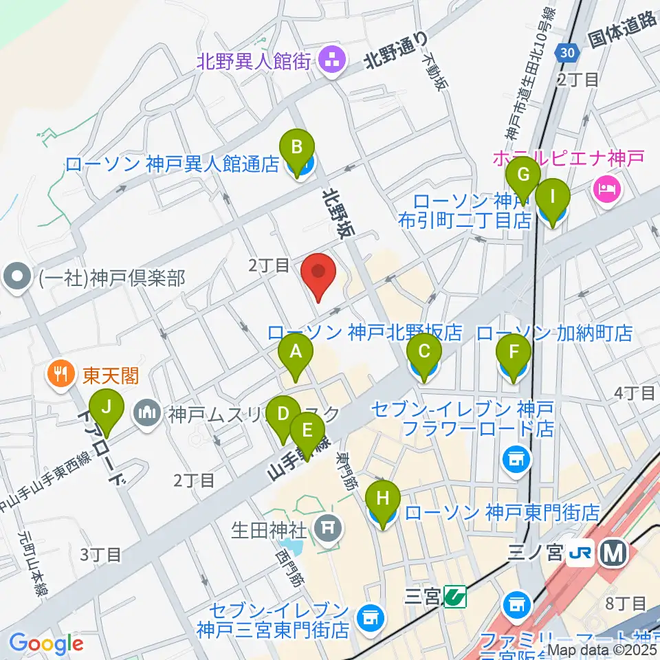 リードマン北野店周辺のコンビニエンスストア一覧地図
