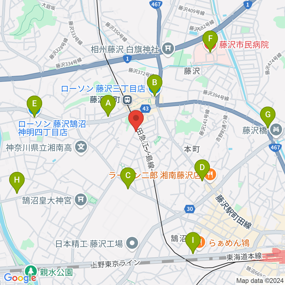 藤沢本町クラジャ周辺のコンビニエンスストア一覧地図