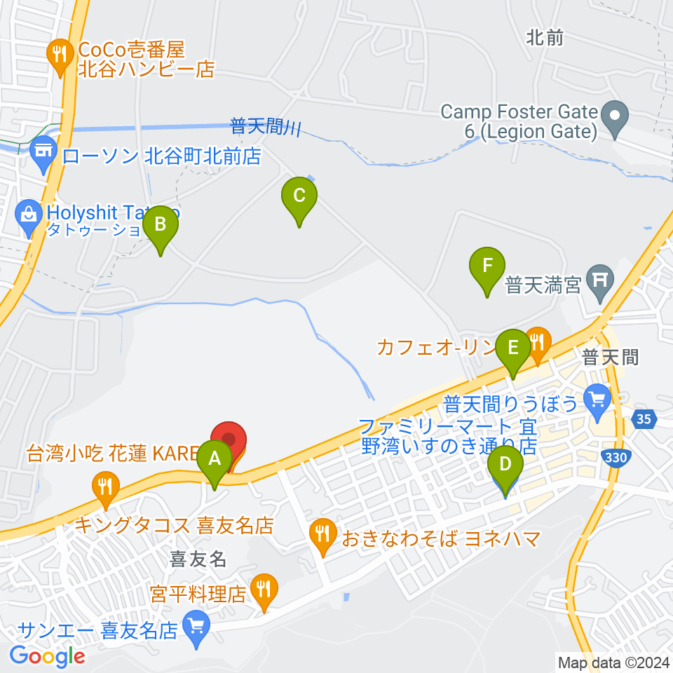 FMぎのわん周辺のコンビニエンスストア一覧地図