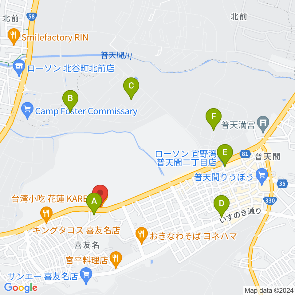 FMぎのわん周辺のコンビニエンスストア一覧地図