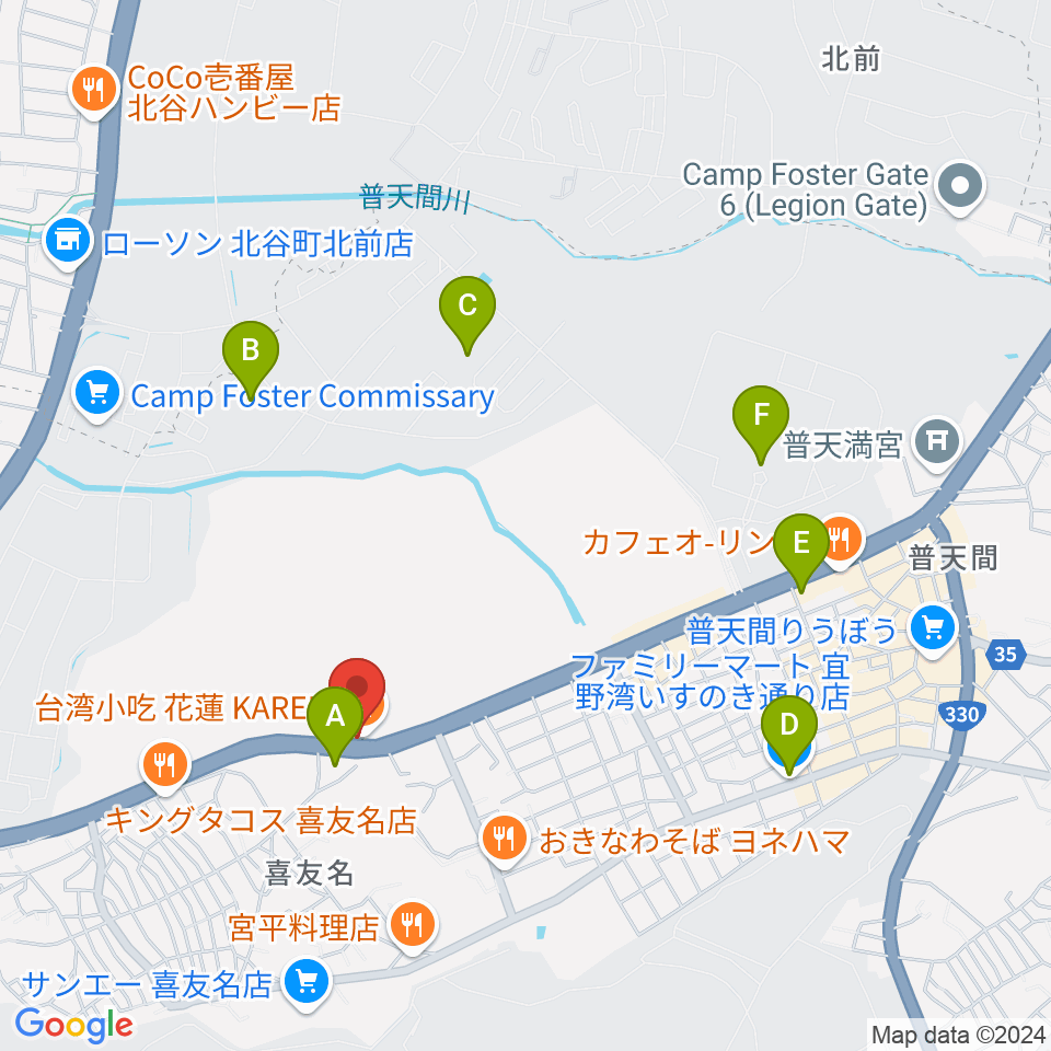 FMぎのわん周辺のコンビニエンスストア一覧地図