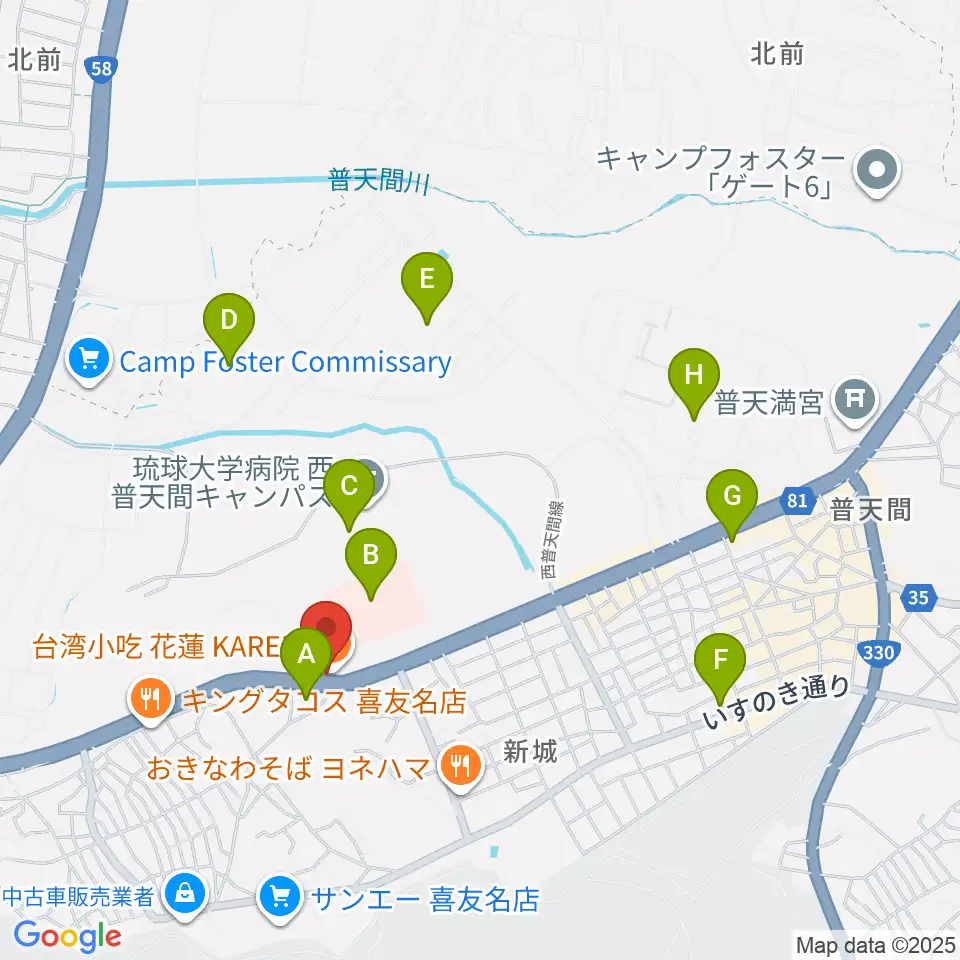 FMぎのわん周辺のコンビニエンスストア一覧地図
