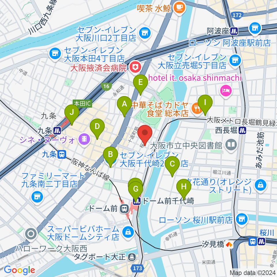 MUSIC OFFICE ギターショップ周辺のコンビニエンスストア一覧地図