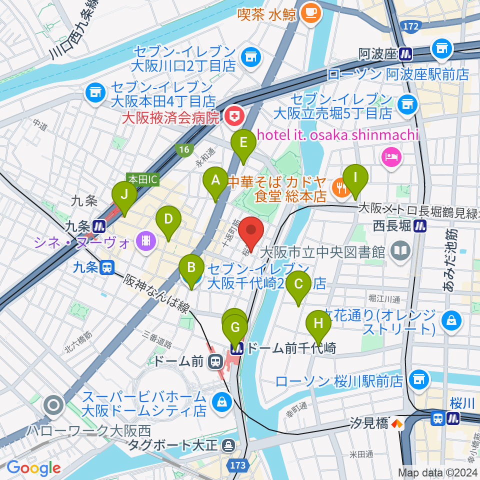 MUSIC OFFICE ギターショップ周辺のコンビニエンスストア一覧地図