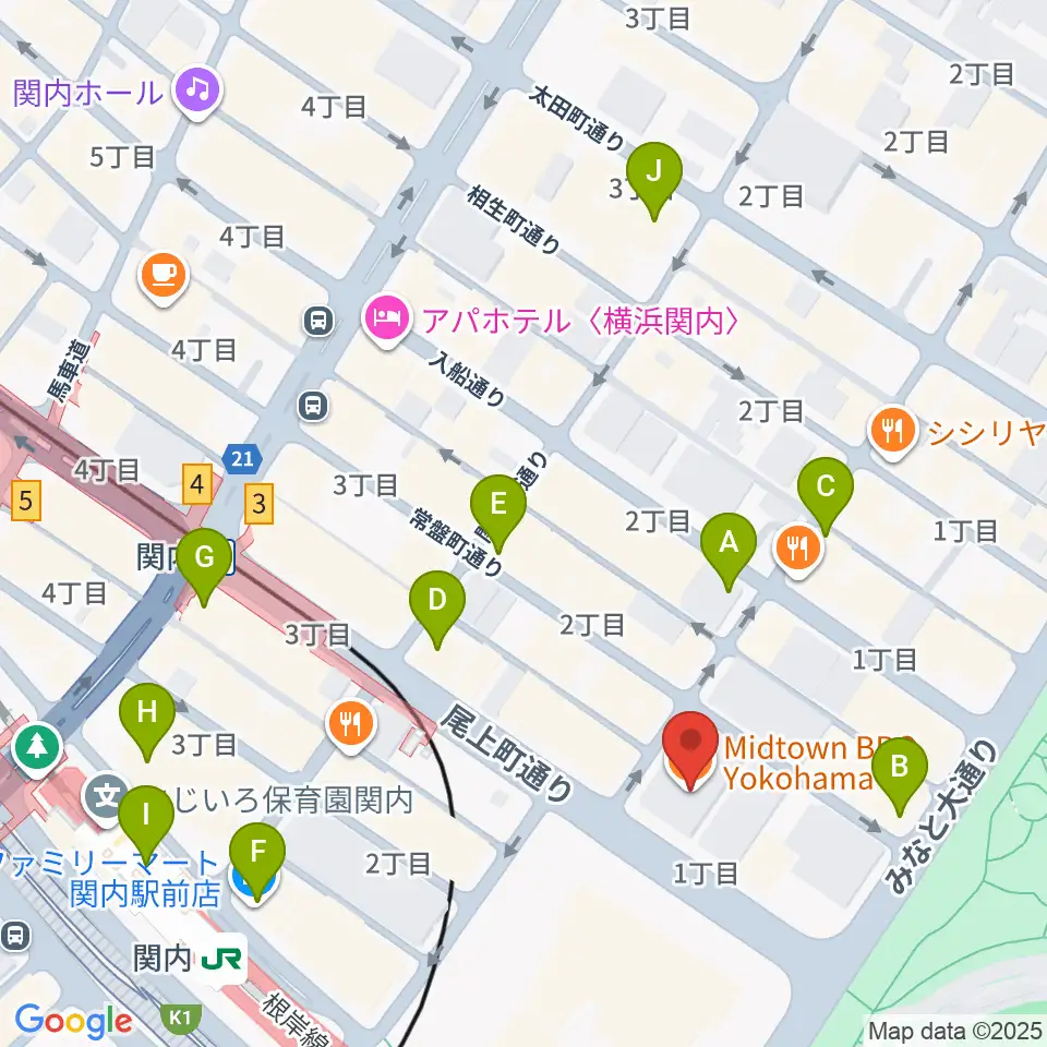 関内BarBarBar周辺のコンビニエンスストア一覧地図