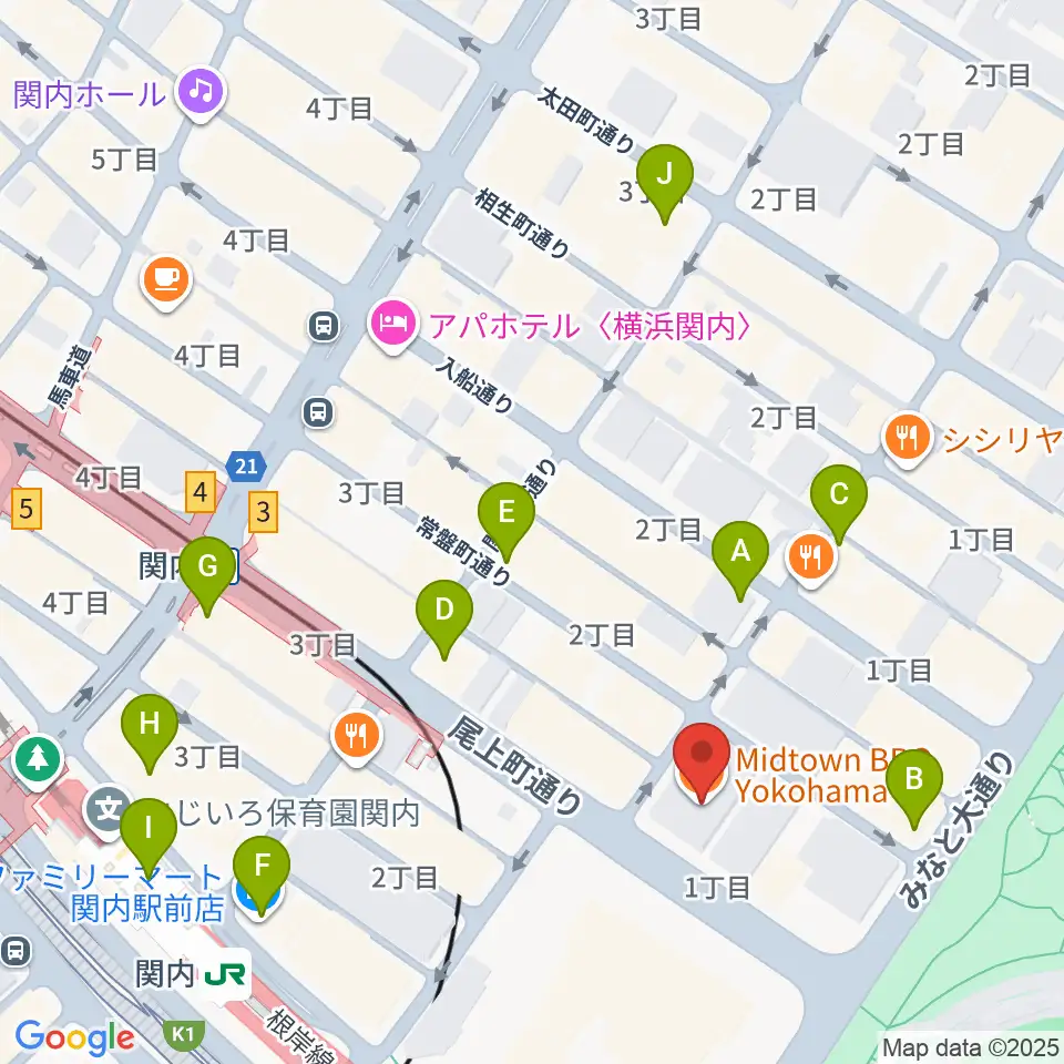 関内BarBarBar周辺のコンビニエンスストア一覧地図