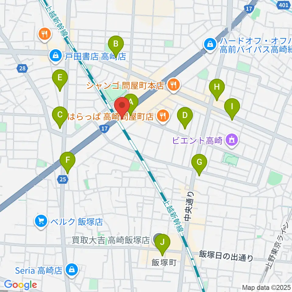 ピアノプラザ群馬 高崎本店周辺のコンビニエンスストア一覧地図