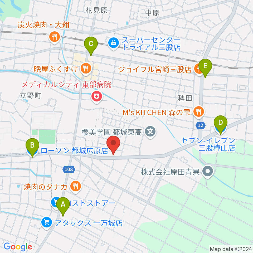 ピアノ工房グローミュージック周辺のコンビニエンスストア一覧地図