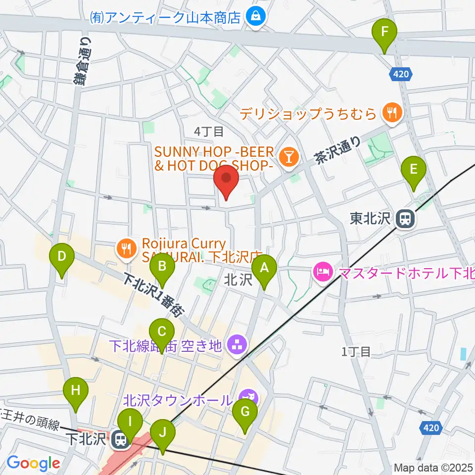 下北沢ハーフムーンホール周辺のコンビニエンスストア一覧地図