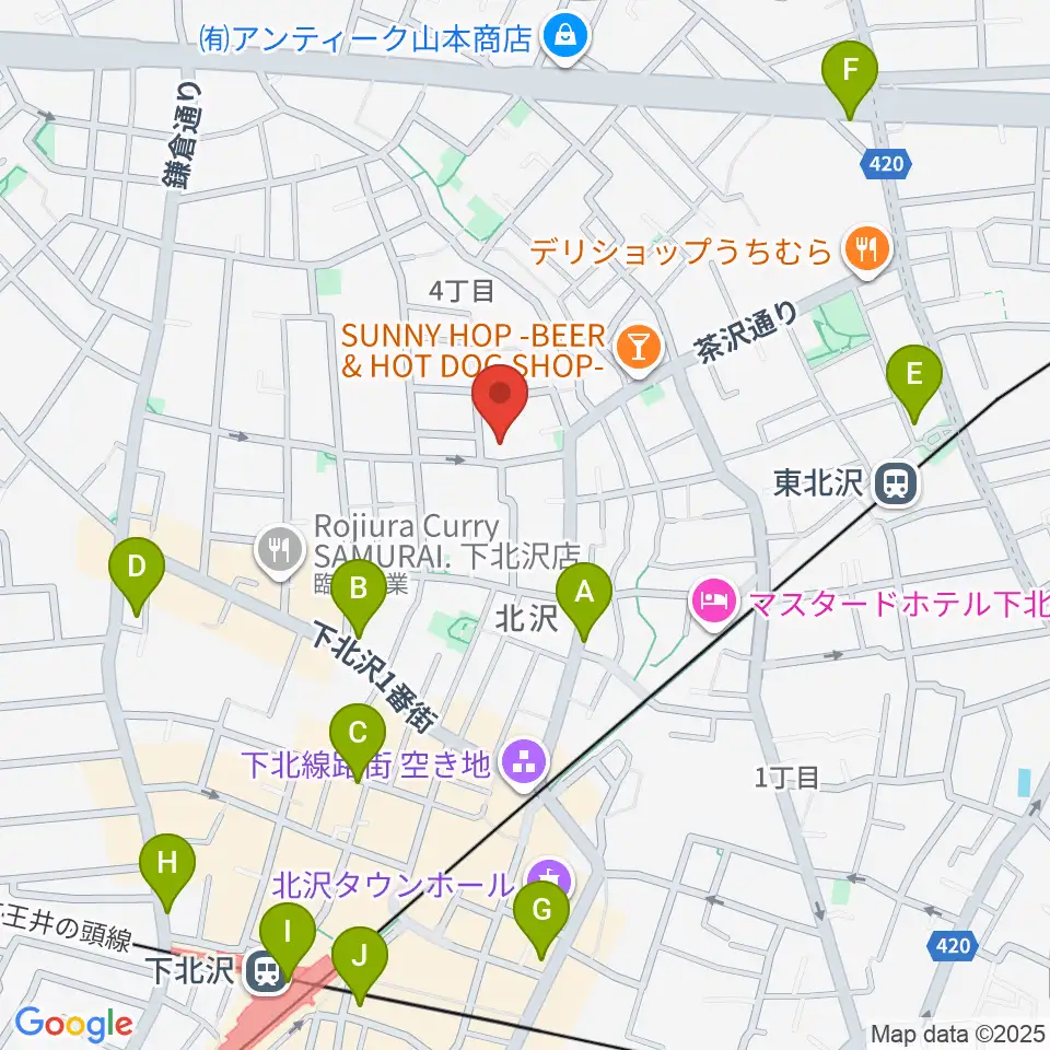 下北沢ハーフムーンホール周辺のコンビニエンスストア一覧地図