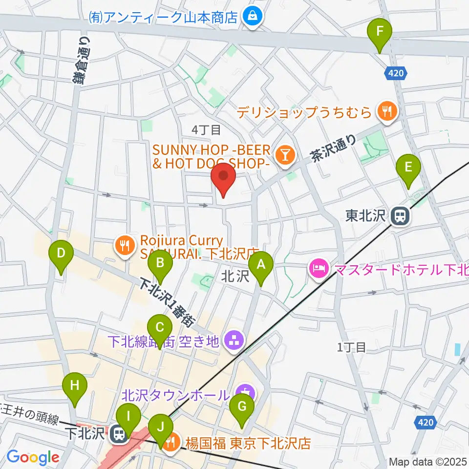 下北沢ハーフムーンホール周辺のコンビニエンスストア一覧地図