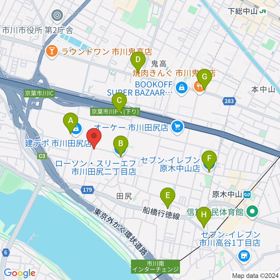 アートスペースBASAC周辺のコンビニエンスストア一覧地図