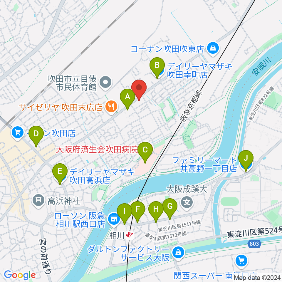 うたまくらピアノ工房周辺のコンビニエンスストア一覧地図