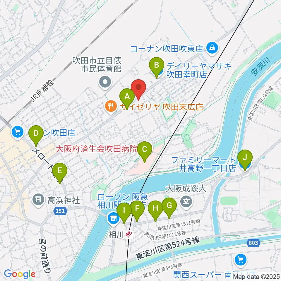 うたまくらピアノ工房周辺のコンビニエンスストア一覧地図