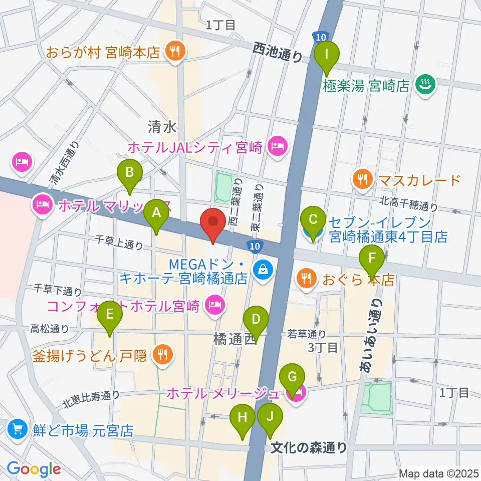 カワイ宮崎ショップ周辺のコンビニエンスストア一覧地図