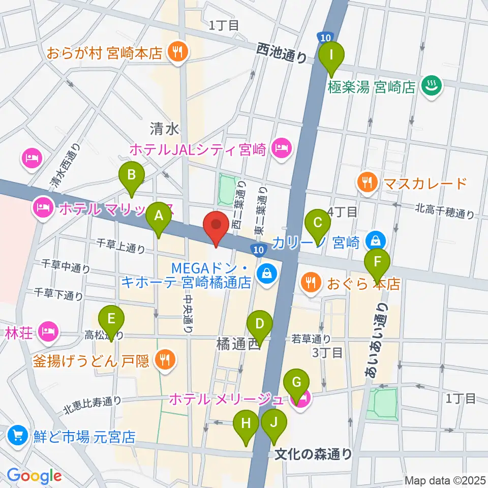カワイ宮崎ショップ周辺のコンビニエンスストア一覧地図