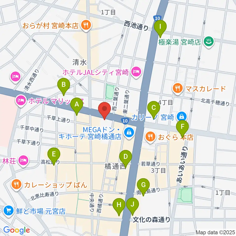 カワイ宮崎ショップ周辺のコンビニエンスストア一覧地図