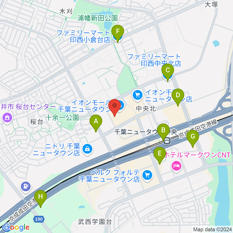 島村楽器 イオンモール千葉ニュータウン店周辺のコンビニエンスストア一覧地図