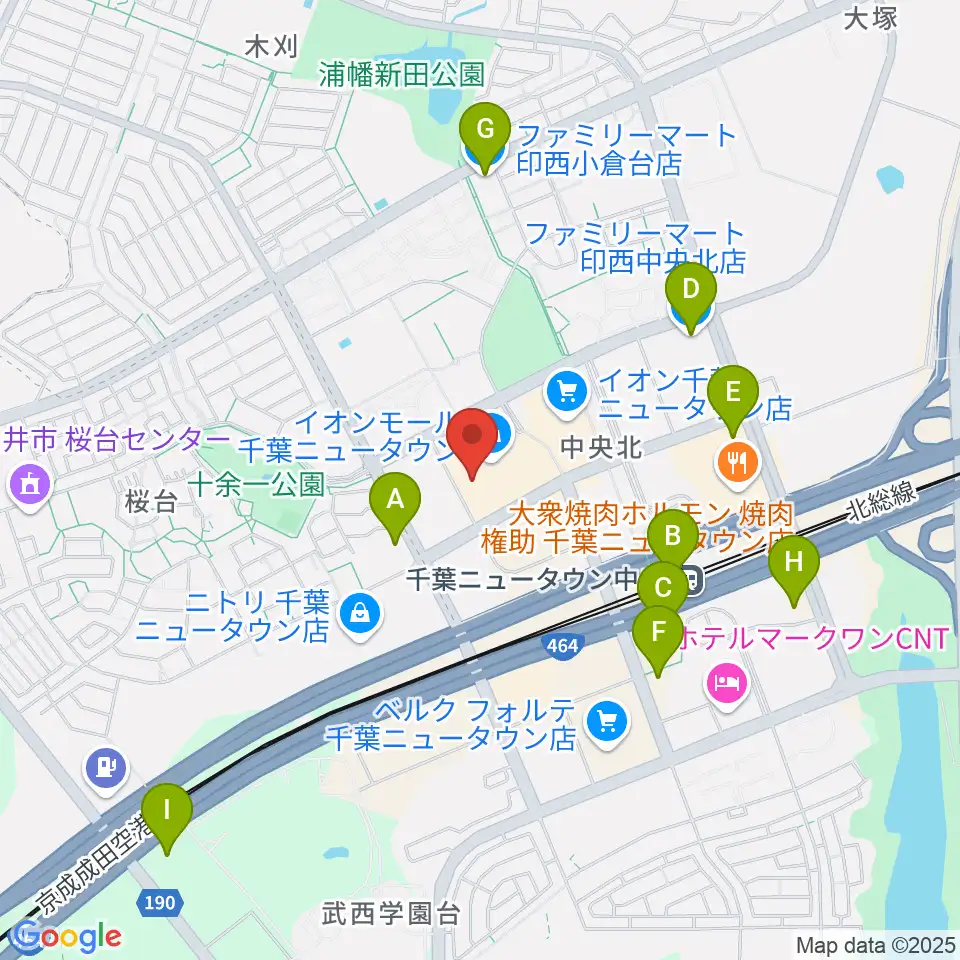 島村楽器 イオンモール千葉ニュータウン店周辺のコンビニエンスストア一覧地図