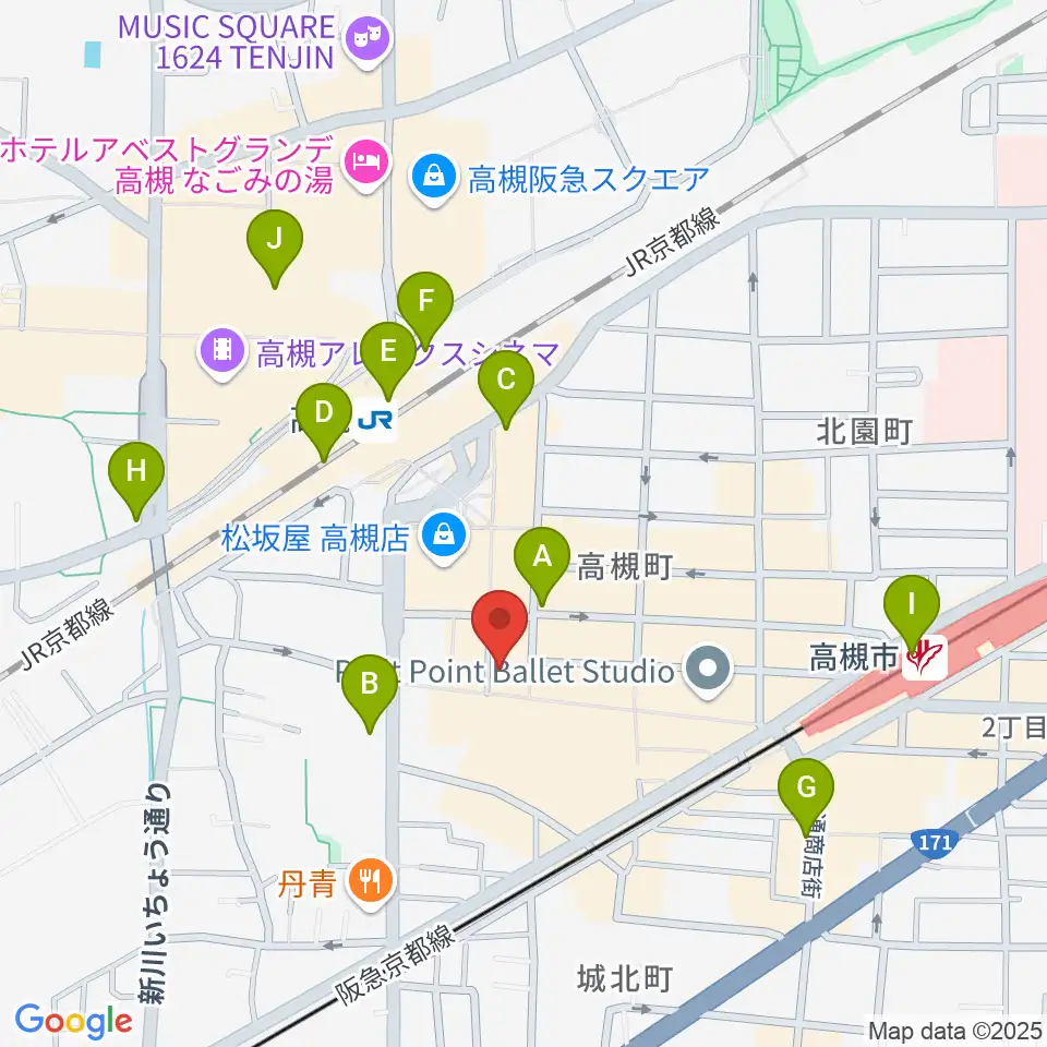 JEUGIA 高槻店周辺のコンビニエンスストア一覧地図